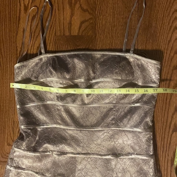 JS COLLECTION FORMAL / wedding LACE / SATIN OVERLAY LONG TANK DRESS  sz 10 TAUPE - Picture 12 of 16